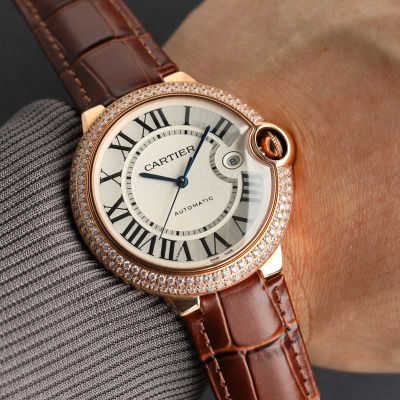 Cartier 18K Gold 42MM Mechanical Movement With Diamond Men's Watch
